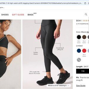 NWT Alo 7/8 Airlift Leggings Tight Black S